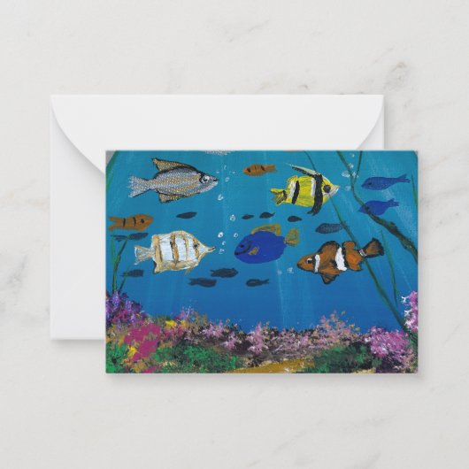 Handgemaakte kunst - ocediepte notitiekaartje (Voorkant)