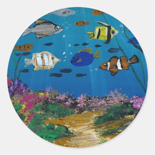 Handgemaakte kunst - ocediepte  ronde sticker (Voorkant)