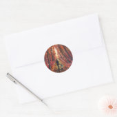 Handgemaakte kunst - Oranje bos Ronde Sticker (Envelop)