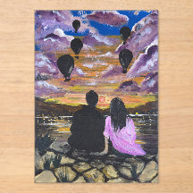 Handgemaakte Kunst – Samen bij Zonsondergang