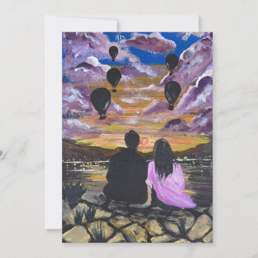 Handgemaakte Kunst – Samen bij zonsondergang Kaart (Voorkant)