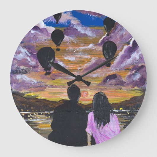 Handgemaakte Kunst – Samen Zonsondergang Grote Klok (Voorkant)
