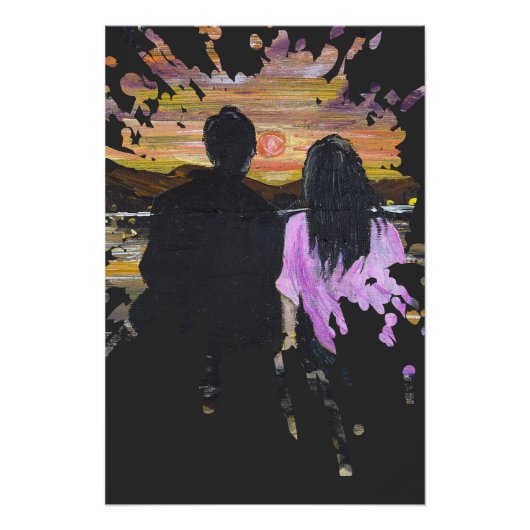 Handgemaakte Kunst – Samen Zonsondergang Perfect Poster (Voorkant)