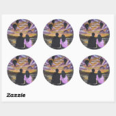 Handgemaakte Kunst – Samen Zonsondergang Ronde Sticker (Vel)