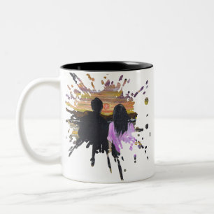 Handgemaakte Kunst – Samen Zonsondergang Tweekleurige Koffiemok