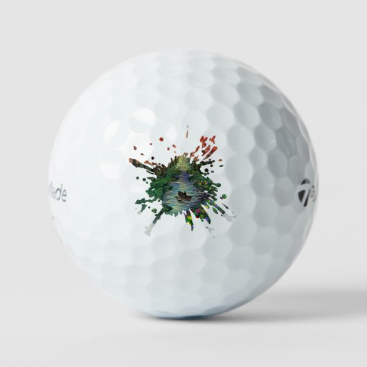 Handgemaakte kunst - Sinaasappel bomen  Golfballen (Voorkant)