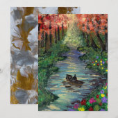 Handgemaakte kunst - Sinaasappel bomen Kaart (Voorkant / Achterkant)