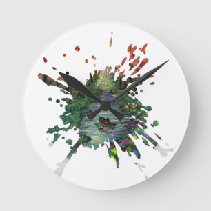 Handgemaakte kunst - Sinaasappel bomen Ronde Klok