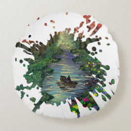 Handgemaakte kunst - Sinaasappelbomen Rond Kussen