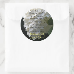 Handgemaakte Kunstenaar Witte Hortensia Bedrijfsst Ronde Sticker