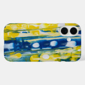 handgemaakte kunstwerk/Blauw en geel  Case-Mate iPhone Case (Achterkant (horizontaal))