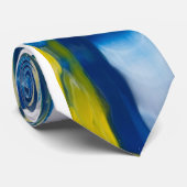 handgemaakte kunstwerk/Blauw en geel Stropdas (Opgerold)