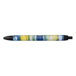handgemaakte kunstwerk/Blauw en geel Zwarte Inkt Pen