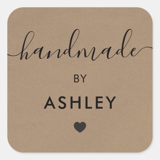Handgemaakte Labels, Aangepaste Ambachtelijke Wink Vierkante Sticker (Voorkant)