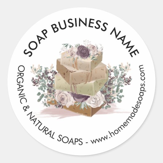 Handgemaakte Lavendel Roos Spa Soja Zeep Ronde Sticker (Voorkant)