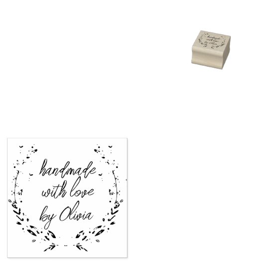 Handgemaakte lavendelharten krans rubber stempel (Gestempeld)