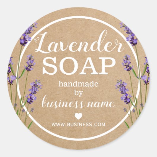 Handgemaakte lavendelzeep |  zelfgemaakt ronde sticker (Voorkant)