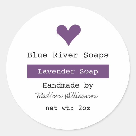 Handgemaakte lavendierzeep ronde sticker (Voorkant)