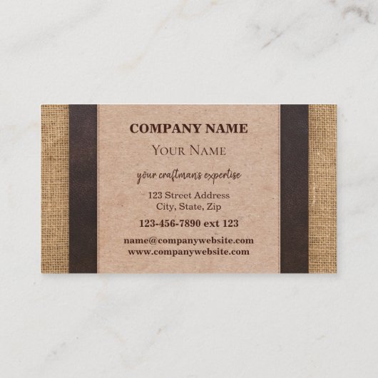 Handgemaakte leder- en tapedrive voor het opladen visitekaartje (Achterkant)