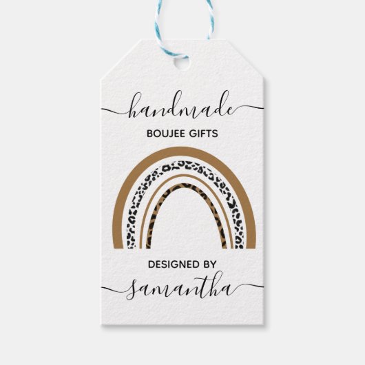 Handgemaakte leesronddrukregenboog bewerkbare teks cadeaulabel (Voorkant)