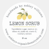 Handgemaakte Lemon Scrub Organic Skincare Jar Ronde Sticker (Voorkant)