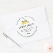Handgemaakte Lemon Scrub Organic Skincare Jar Ronde Sticker (Envelop)
