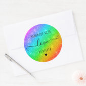 Handgemaakte liefde Neon regenboog glitter Ronde Sticker (Envelop)