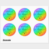 Handgemaakte liefde Neon regenboog glitter Ronde Sticker (Vel)