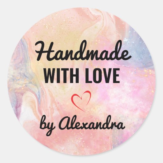 Handgemaakte liefdespastelregenboogjongen ronde sticker (Voorkant)