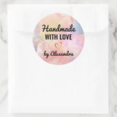 Handgemaakte liefdespastelregenboogjongen ronde sticker (Tas)