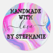 Handgemaakte liefdespastelregenboogjongen ronde sticker (Voorkant)