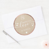 Handgemaakte liefdesscript logo harten roze goud k ronde sticker (Envelop)