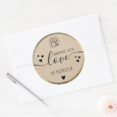 Handgemaakte liefdesscript zwart logo harten goud  ronde sticker (Envelop)