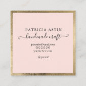 Handgemaakte liefdestypografie goud wazige roze lo vierkante visitekaartje (Achterkant)