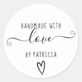 Handgemaakte liefdestypografie minimalistisch zwar ronde sticker (Voorkant)