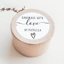 Handgemaakte liefdestypografie minimalistisch zwar ronde sticker