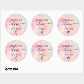 Handgemaakte liefdestypografie pastelregenboogmarm ronde sticker (Vel)