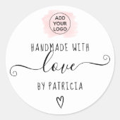 Handgemaakte liefdestypografie roze borstelslag lo ronde sticker (Voorkant)