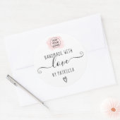 Handgemaakte liefdestypografie roze borstelslag lo ronde sticker (Envelop)