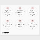 Handgemaakte liefdestypografie roze borstelslag lo ronde sticker (Vel)