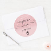 Handgemaakte liefdestypografie roze glitter sparte ronde sticker (Envelop)