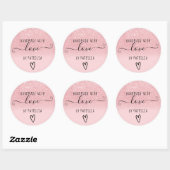 Handgemaakte liefdestypografie roze glitter sparte ronde sticker (Vel)