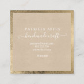 Handgemaakte liefdestypografie rustige gouden kraf vierkante visitekaartje (Achterkant)
