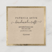 Handgemaakte liefdestypografie rustige gouden kraf vierkante visitekaartje (Achterkant)