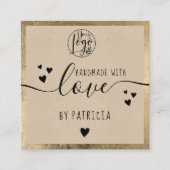 Handgemaakte liefdestypografie rustige gouden kraf vierkante visitekaartje (Voorkant)