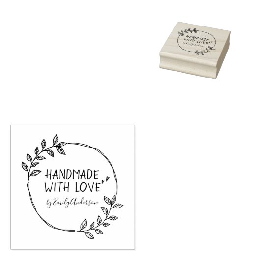 Handgemaakte lijnen met liefdesnaam rubberstempel (Gestempeld)