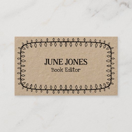 Handgemaakte Lijst Doodle Whimsical Custom Kraft Visitekaartje (Voorkant)