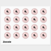 Handgemaakte Logo van de Roze Unicorn Black van he Ronde Sticker (Vel)