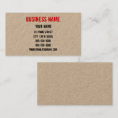 Handgemaakte look- Rubberstempel op papier Visitekaartje (Voorkant / Achterkant)