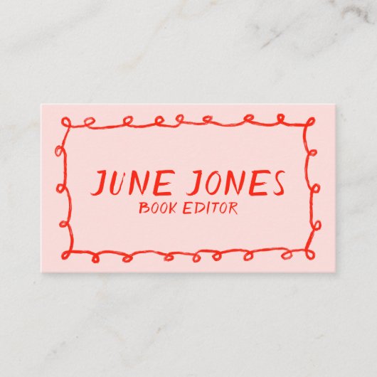 Handgemaakte Lussen Doodle Whimsical Inky Chique R Visitekaartje (Voorkant)